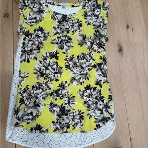 J. Crew Yellow and Black Floral Blouse